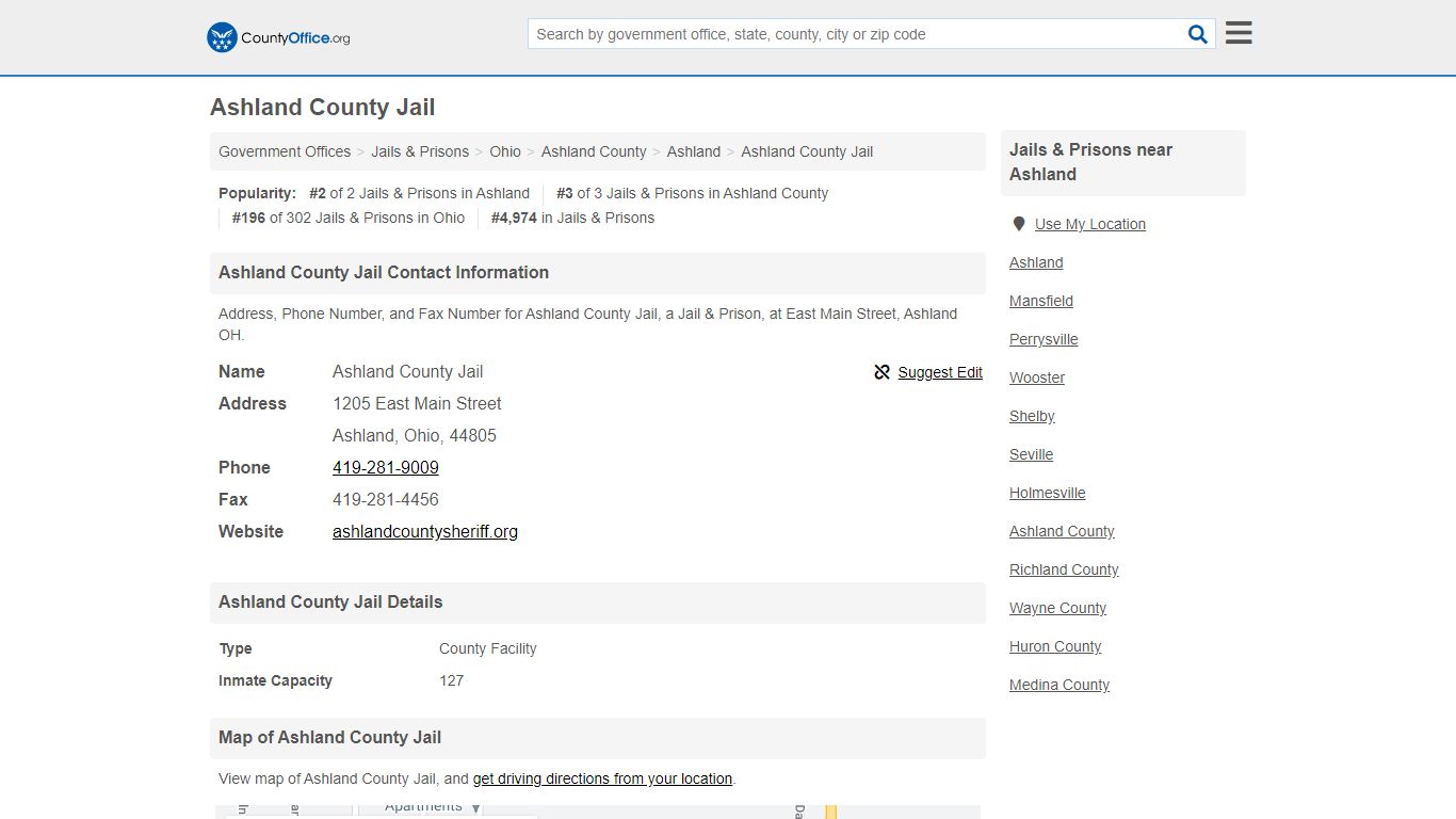 Ashland County Jail - Ashland, OH (Address, Phone, and Fax)